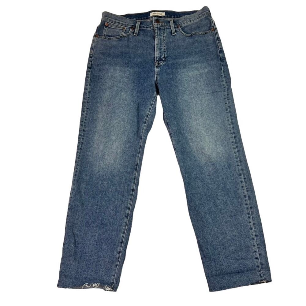 Madewell Jeans Womens 32 Blue The MomJean Frayed Hem High Waist